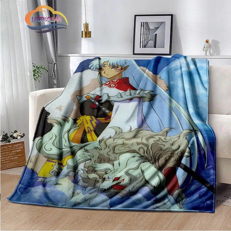 Caricature Inuyasha Fashion Blanket Sesshoumaru Flannel Warm  Portable Super Soft Children  Girls Gift