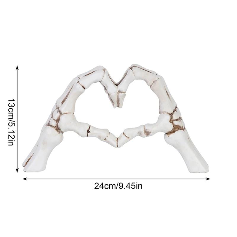 

Статуэтка скелета руки из смолы, фигурка руки в форме сердца, скульптура жеста для домашнего рабочего стола, романтические украшения для пальцев на тему любви белый