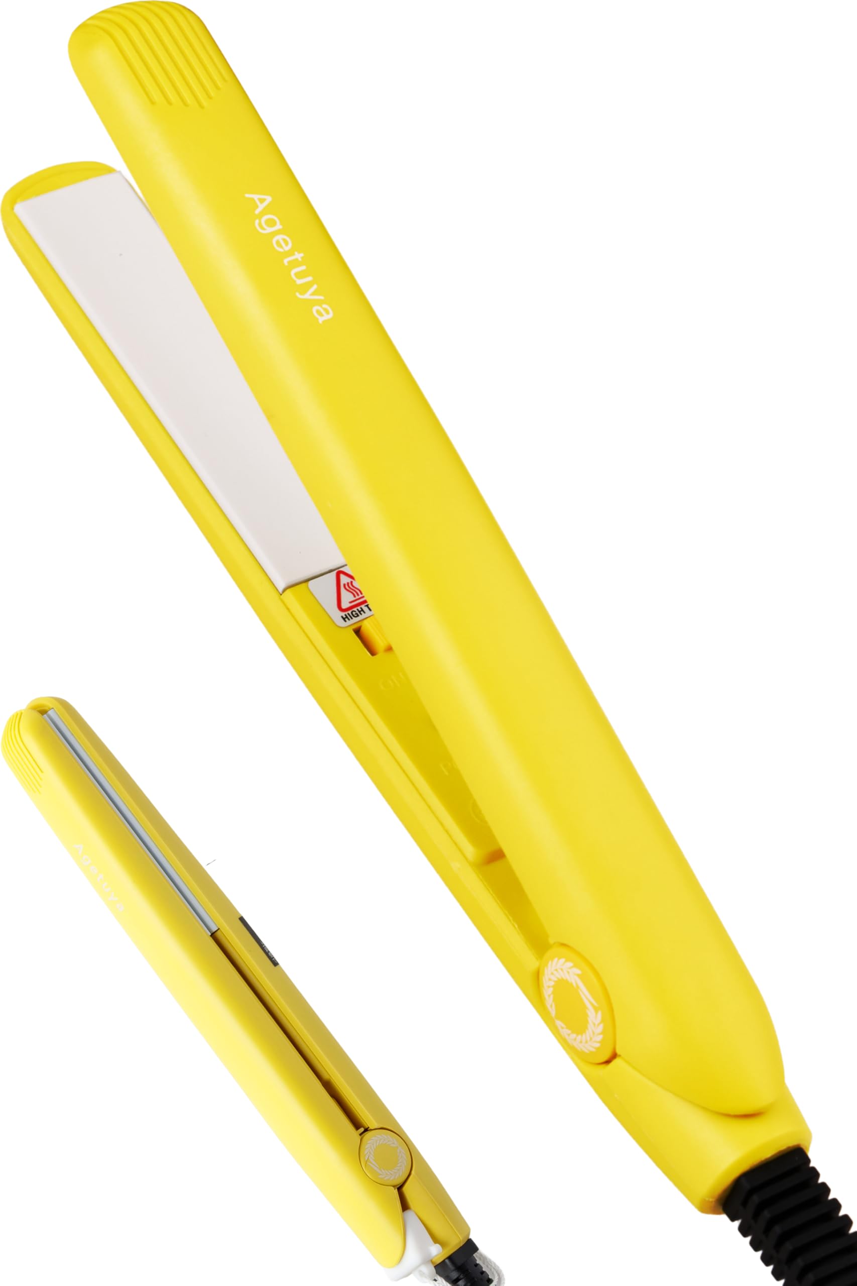 [Choose from 5 colors x Find your favorite color hair iron] Agetsuya Agetsuya Mini Pop Hair Iron Milky Yellow | Heat-resistant pouch included, lightwe