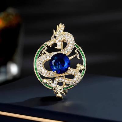 Broșă Lux Premium Retro Curte Zodiac Auspicious Dragon Cristal Colier Accesorii Costum Broșă Pin