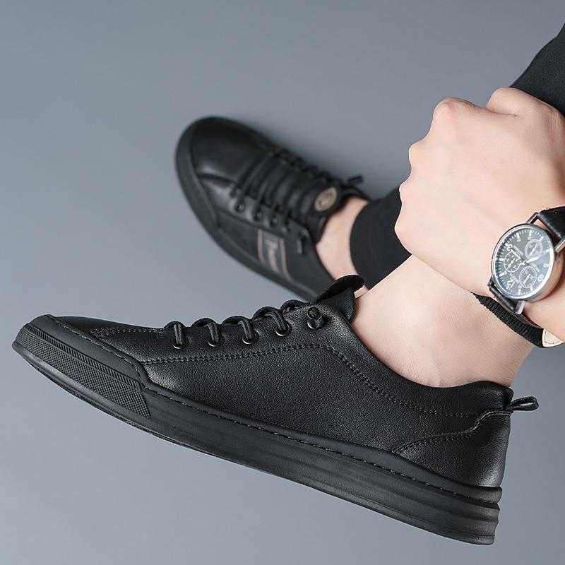 Fashion Simple White High-end Men's Leather Casual Shoes Commuting Daily Business Work Shoes Anti Slip Comfortable Men's Driving Shoes