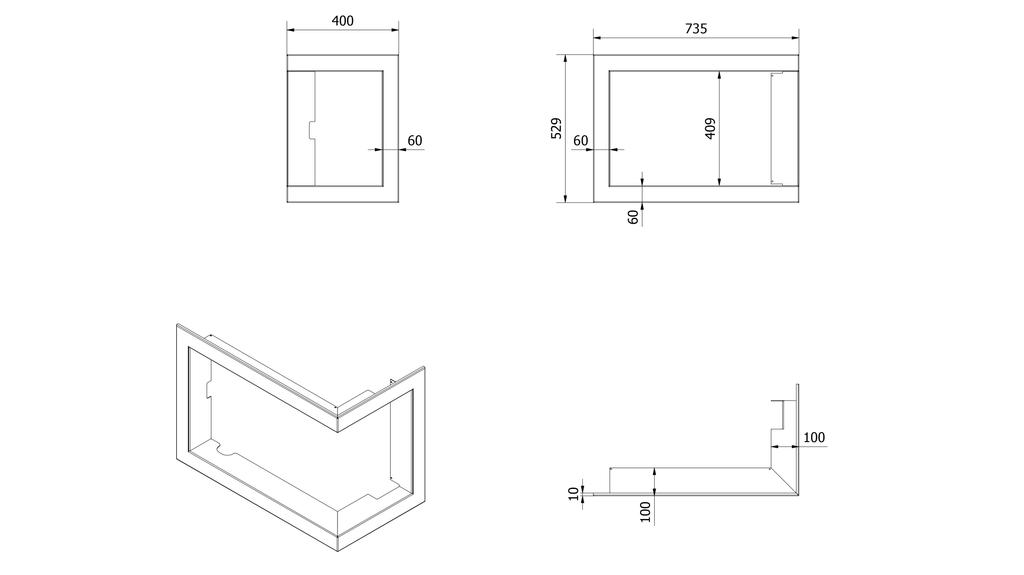 Ocelová rám pro ocelový krb SIMPLE 6 kW pravý