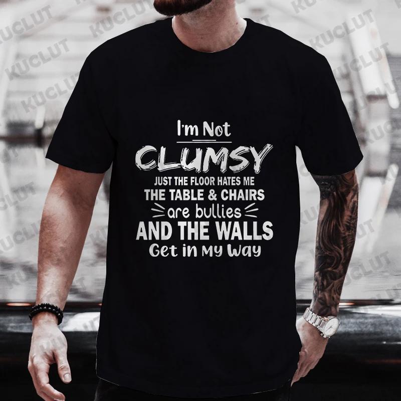 Shirts for Men I'm Not Clumsy Just The Floor Hates Me Sarcastic T-shirts Funny Jokes Tshirt Oversize T Shirt Harajuku Clothing