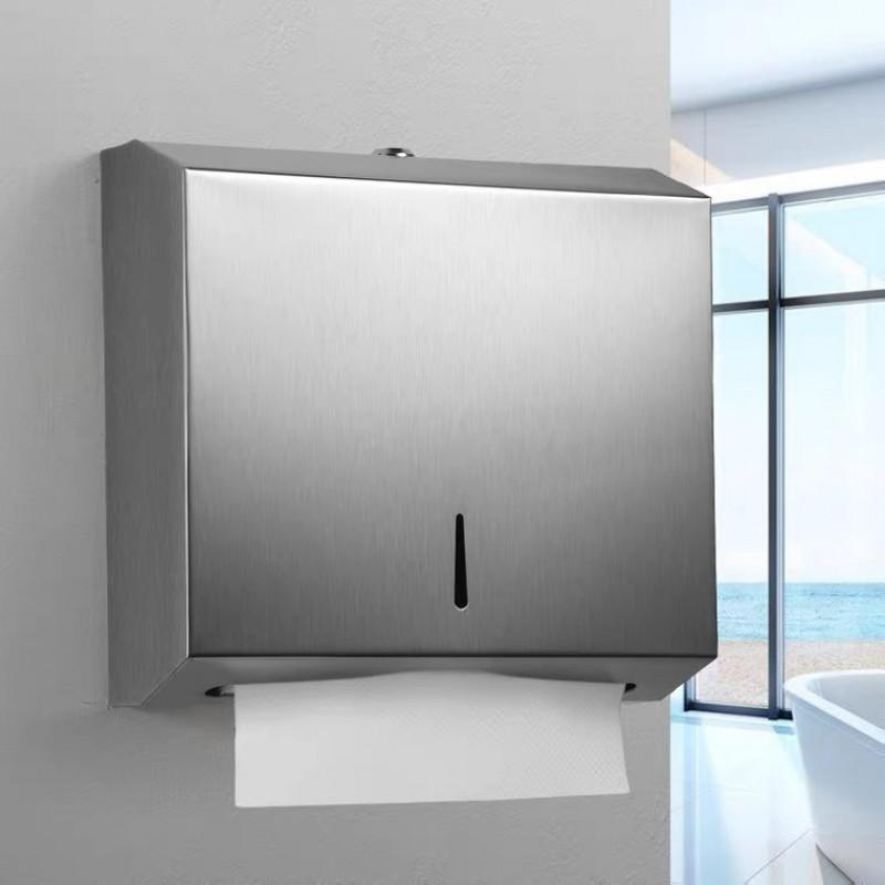 Stainless Steel Wall-Mounted Hand Towel Dispenser Bathroom Kitchen Commercial Use No Drill Installation