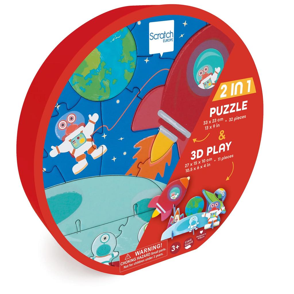 Scratch 2D & 3D Puzzle, Space, 32 Pieces, 33cm x 23cm, Jigsaw Puzzle, 3D Puzzle, 6181203, Authentic