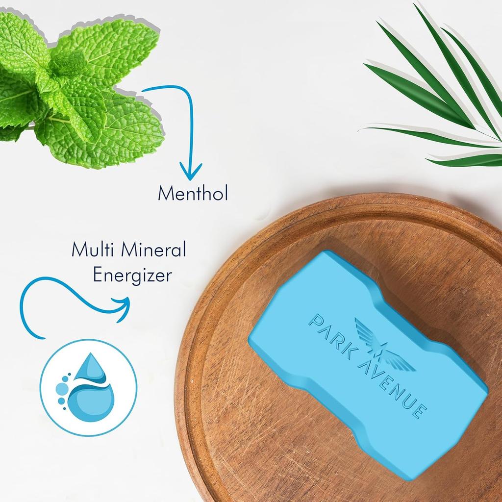 Park Avenue Premium Mens Soap Cool Blue 125g X 4N Refreshing Menthol Mineral Energizer For All Skin Types