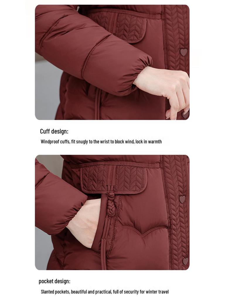 2025 Winter Women's Plus-Size Mid-Length Cotton Jacket - Warm and Fashionable for Mothers