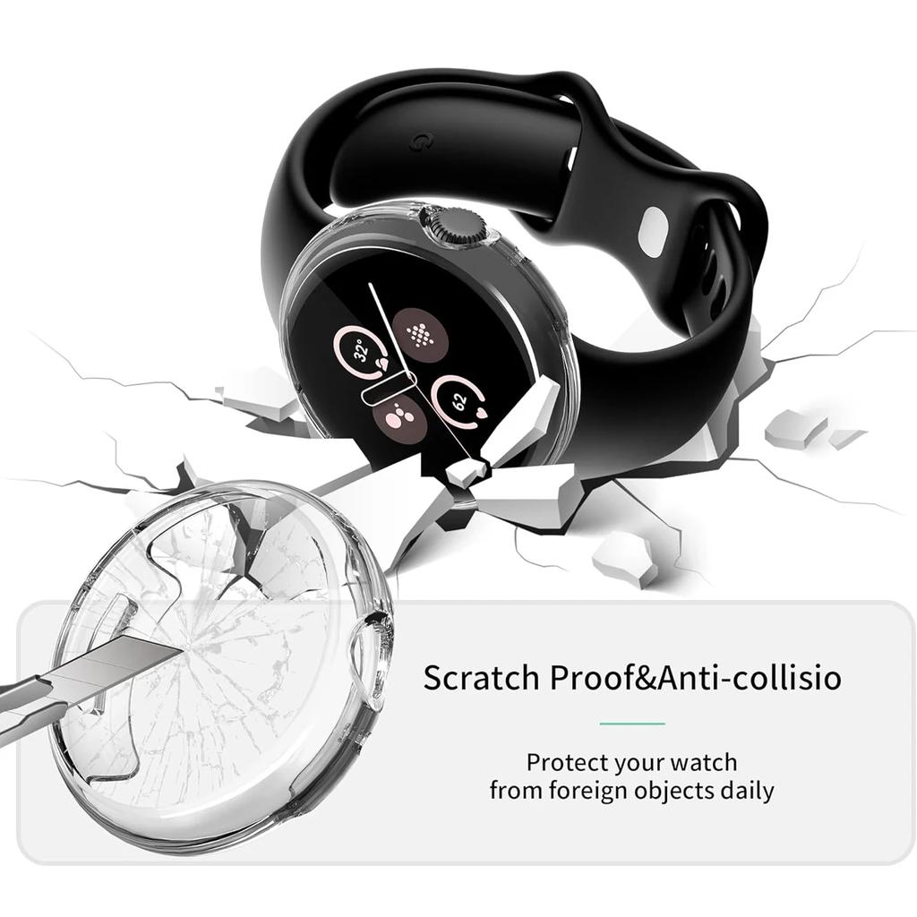 Tempered Glass Case for Google Pixel Watch 5 4 45mm Anti-fall and Anti-scratch Protective Shell for Google Pixel Watch 5 4 41mm