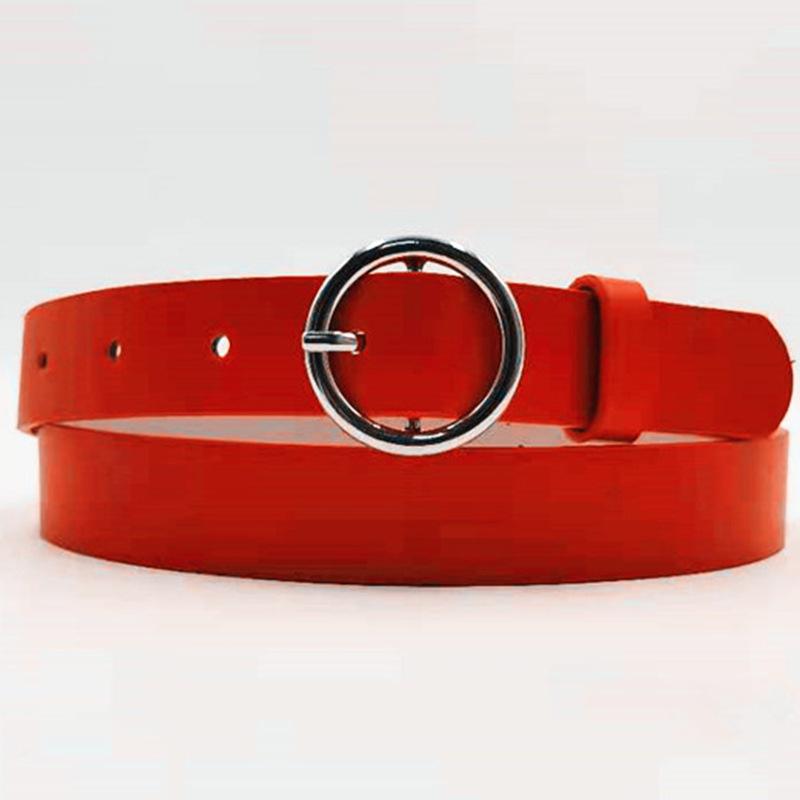 All-match Round Buckle Women's PU Belt Simple and Fashionable Jeans Belt New Student Belt