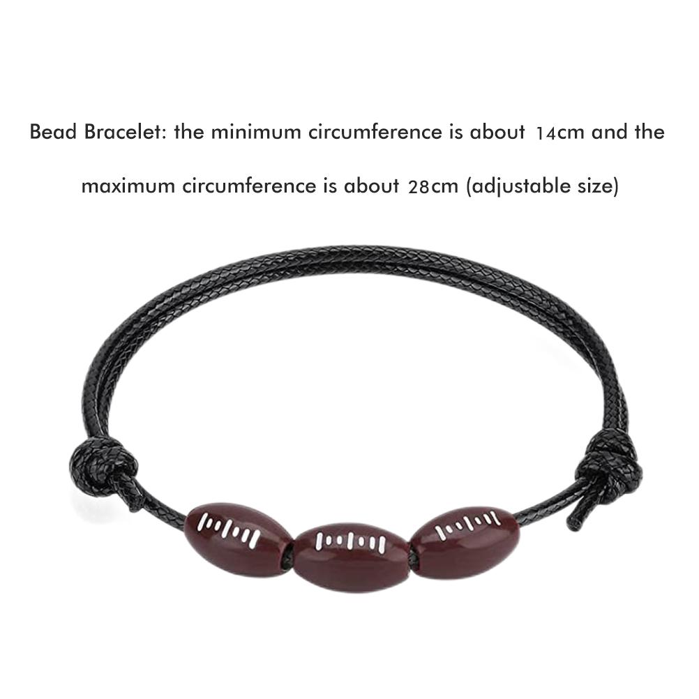 20Pcs Sports Ball Bracelets Soccer Baseball Rugby Beads Bracelets Adjustable Wax Cord Inspirational Sports Ball