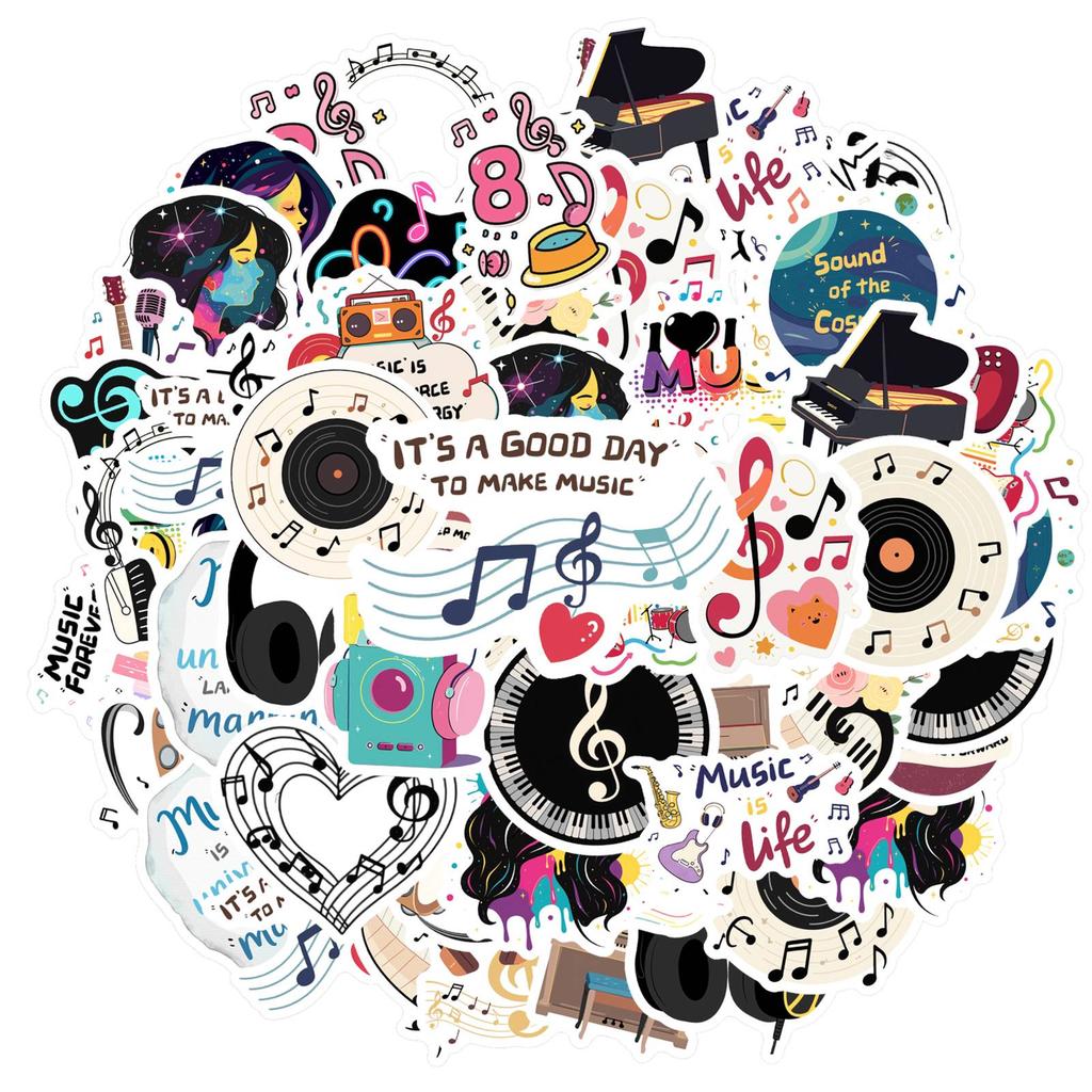 35pcs Colorful Instruments Stickers Retro Retro Teacher Reward Stickers Sticker Pack For Laptop Motorcycle Luggage Phone DIY