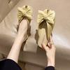 Women's Flat Slide Sandals with Large Decorative Bow Slip On Open Back Casual Comfortable Footwear for Indoor and Outdoor Use