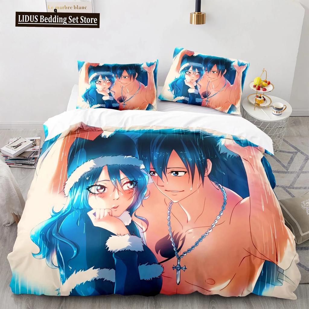 Comforter New Fairy Tail Bedding Set Japanese Anime Boys Girls Gift Bedroom Decor Single Twin Full Queen Size Home Textiles