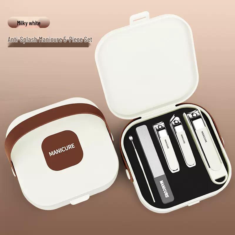 2025 Portable Anti-Splash Carbon Steel Nail Clippers & Ear Pick Set for Men's Manicure