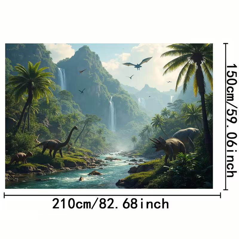 2D Jurassic Dinosaur Backdrop, Prehistoric Jungle Photography Background
