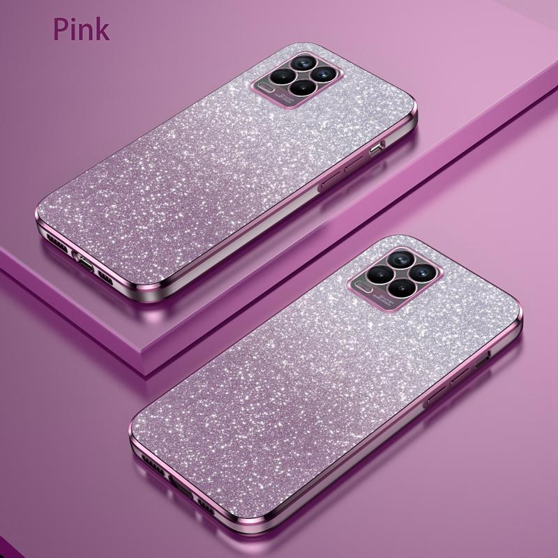 

For OPPO Realme 8 4G Case Bling Luxury Electroplate Glitter Phone Case For OPPO Realme 8 Pro Soft TPU Bumper Clear Back Cover For Realme 8 Pro розовый