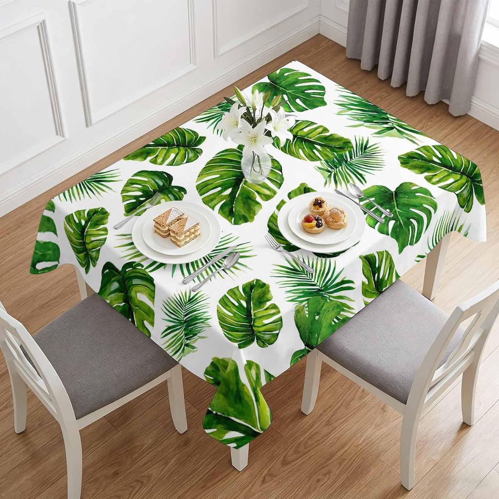 Rectangle Tablecloth Summer Monstera Palm Leaf Table Cloth for Table Decor Tropical Green Leaves Tables Cover for Holiday Party
