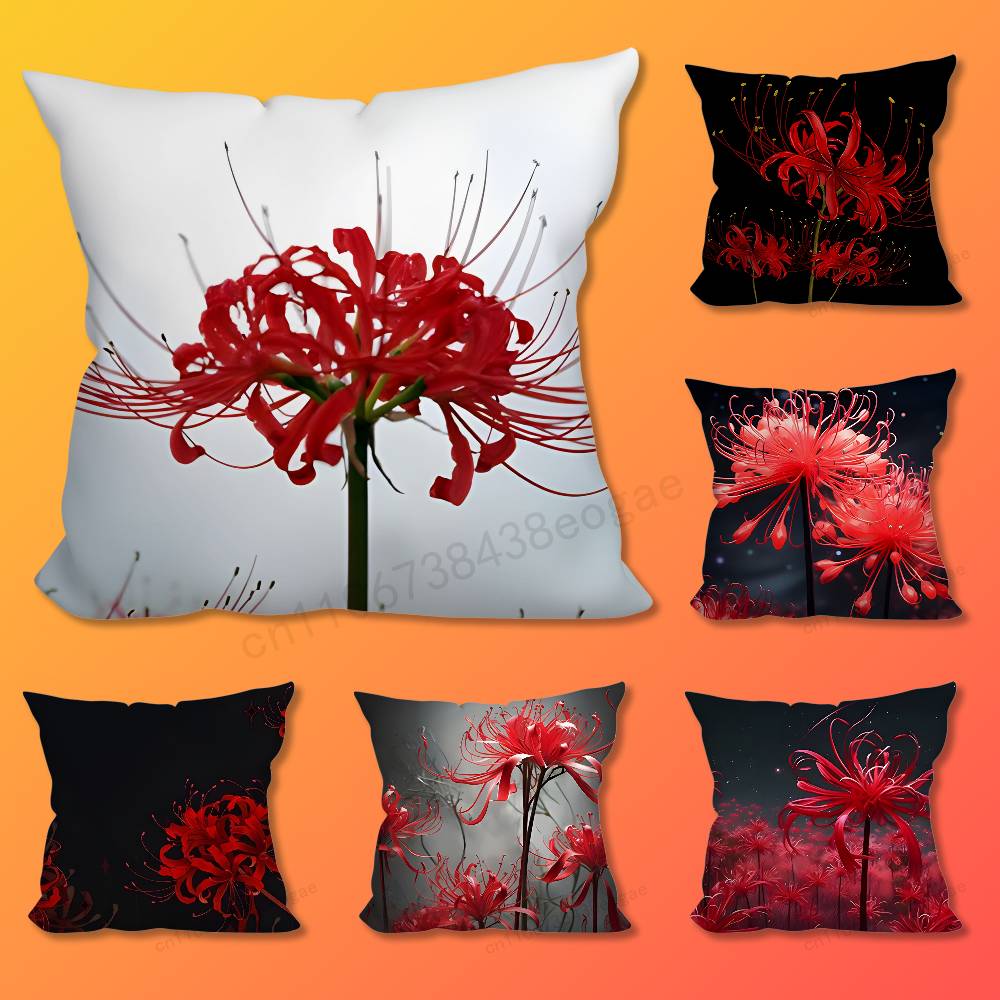 Red Spider Lily Throw Pillow Case For 45x45cm,55x55cm,30x30cm For Home Bedroom Decoration And Protector
