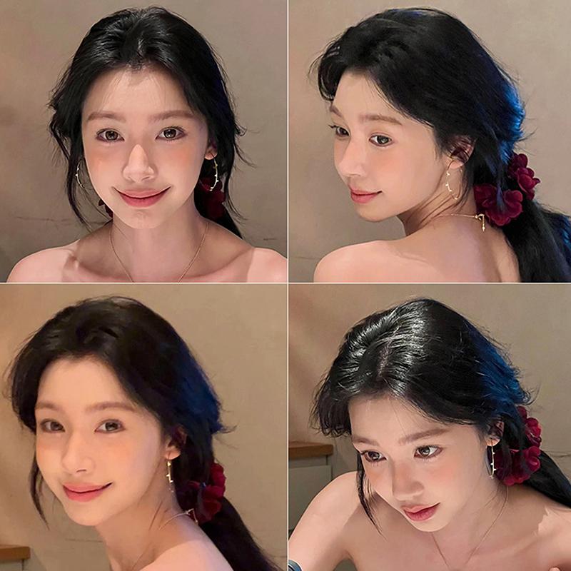 Fashionable Red Rose Banana Clip Vertical Clip Large Hair Clip Headdress For Women Girls Sweet Versatile Hair Accessories Gifts