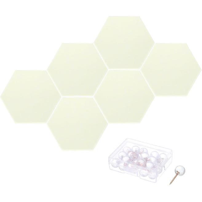 PATIKIL Felt Bulletin Board, 12"x10", 6 Packs Self Adhesive Hexagon Felt Tiles for Sound Proofing Wall Panels for Home Office Recording Studio,Game