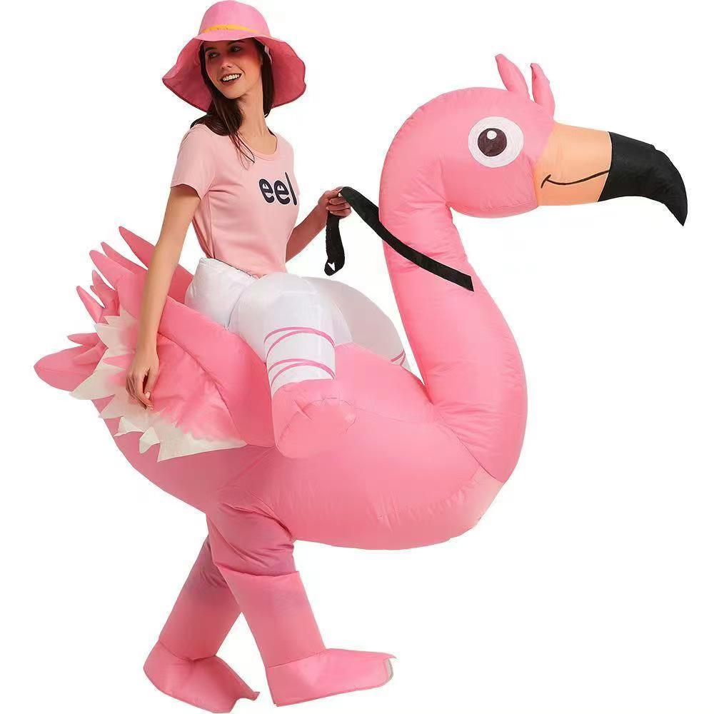 Halloweenowy dmuchany kostium flaminga-strusia dla rodziców i dzieci na imprezy i występy