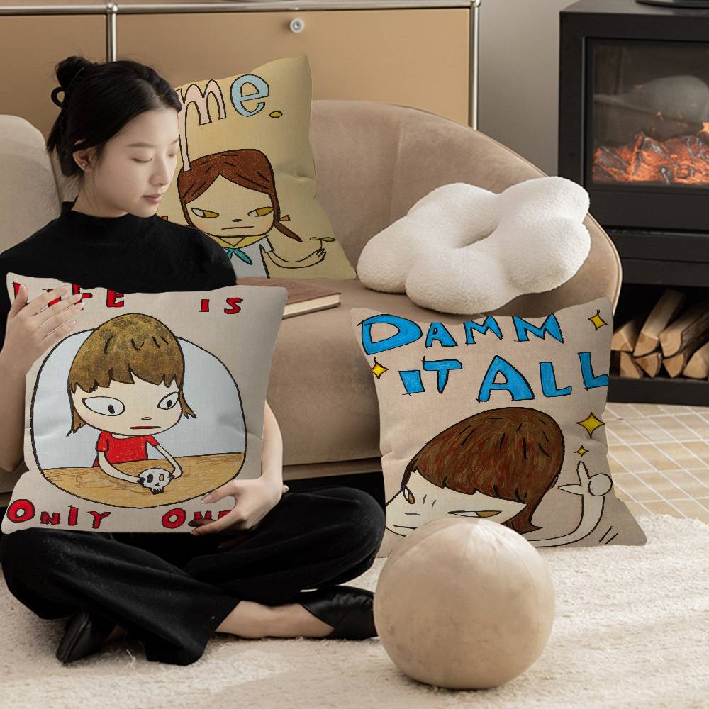 Yoshitomo Nara Pillow Cushion Cover Pillowcase Living Room Sofa Home Decor