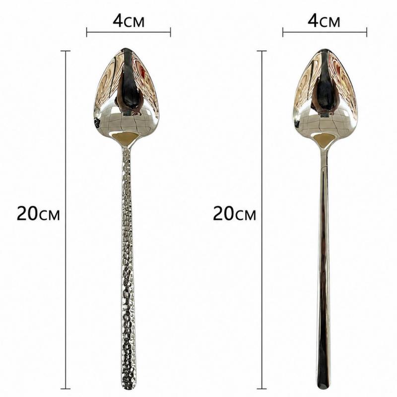 304 Stainless Steel Peach Heart Spoon Mirror Polished Head With Long Handle For Dessert Coffee Kitchen Tableware