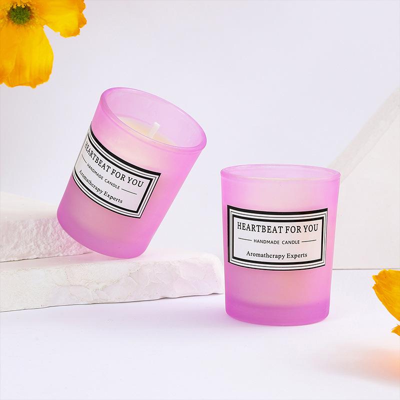 Romantic Handmade Scented Candle in Glass Cup - Creative Indoor Aroma Gift English Pear & Freesia