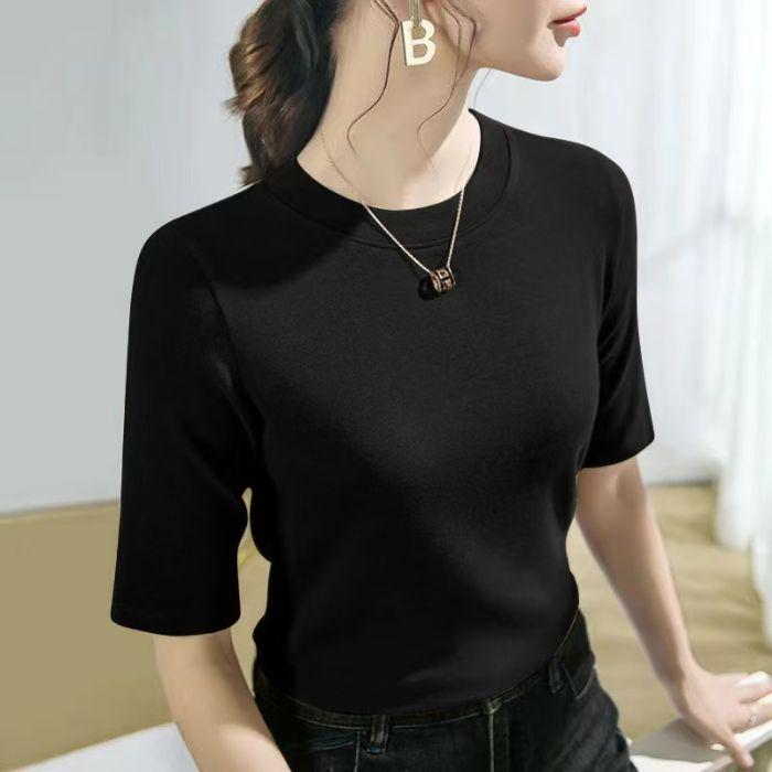 

Women s Summer 2026 Mid-Sleeve T-Shirt: Lightweight, Round Neck, Versatile Inner/Outer Layer, Simple Style. L