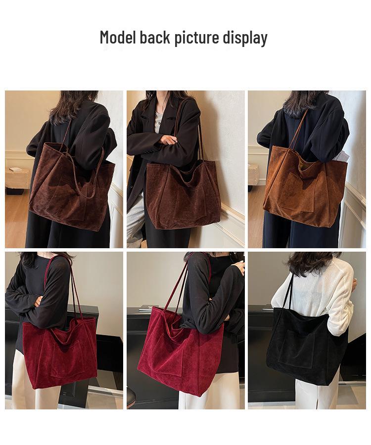 2025 Women's Large Capacity Suede Tote: Versatile Autumn/Winter Crossbody & Commuter Shoulder Bag