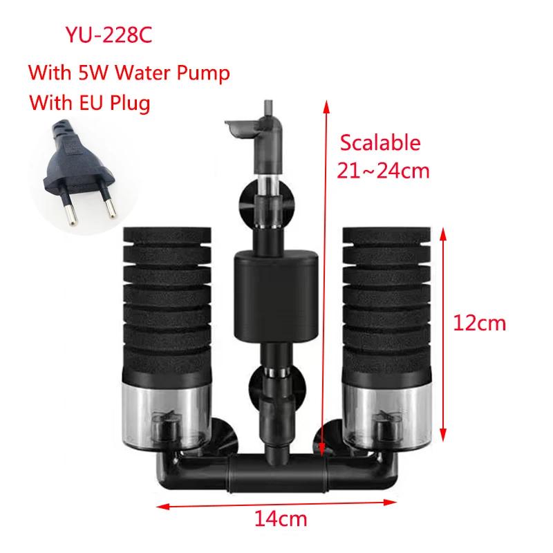 Black Aquarium Filter With Pump For Fish Tank Air Pump Skimmer Biochemical Sponge Filter Aquarium Bio Filters Filtro Aquario