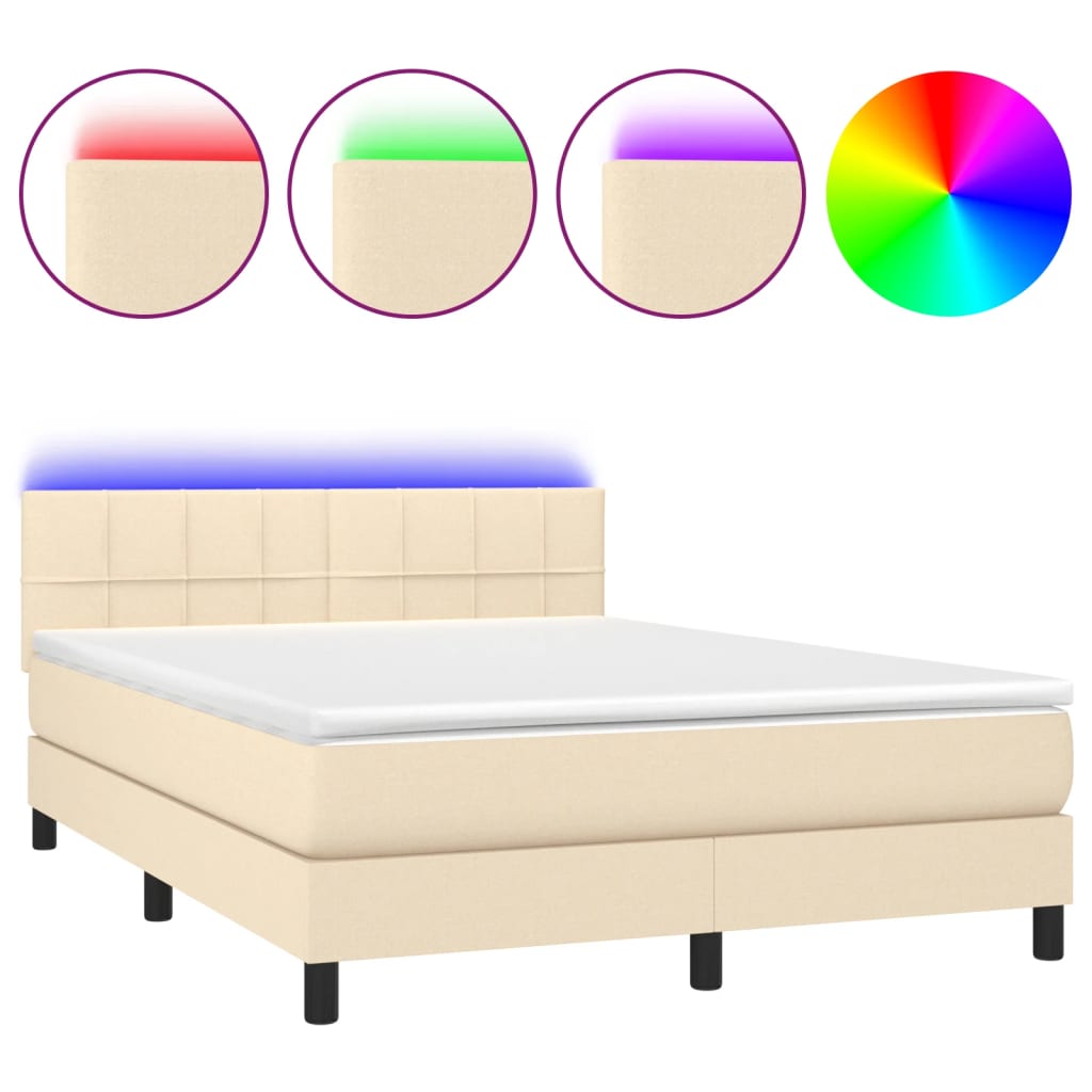 Vidaxl Continental Bed With Mattress, Cream, 140X190 Cm, Fabric