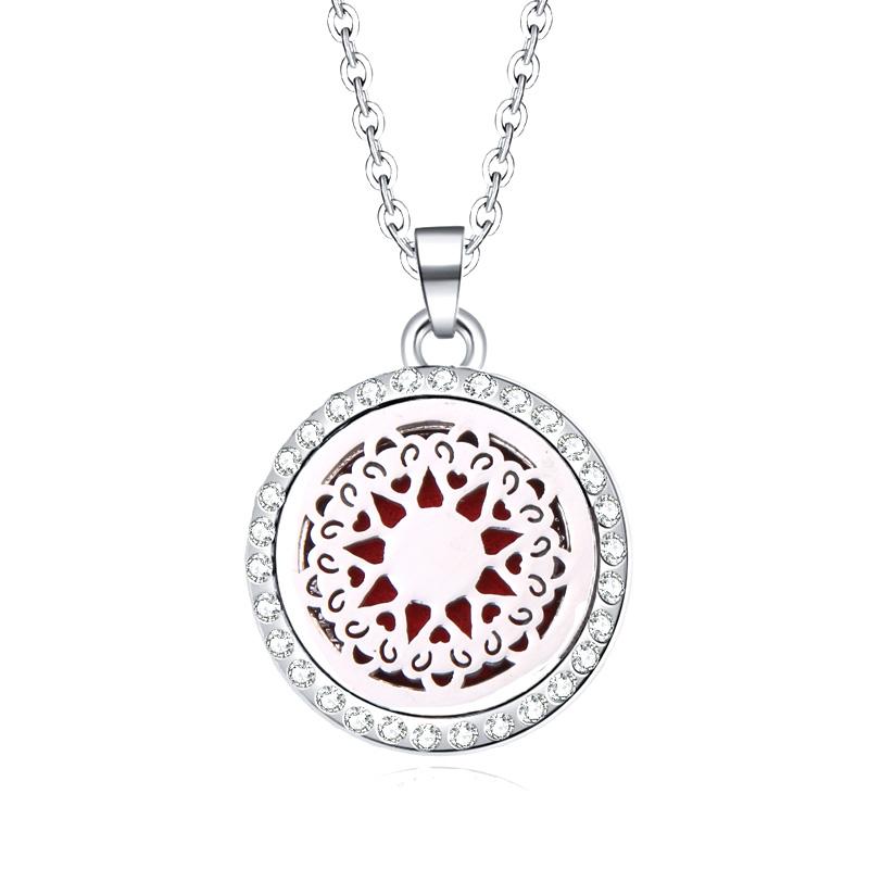 New Stainless Steel Alloy Fashion Aromatherapy Necklace Essential Oil Diffuser Perfume Locket Pendant Women Jewelry Gift