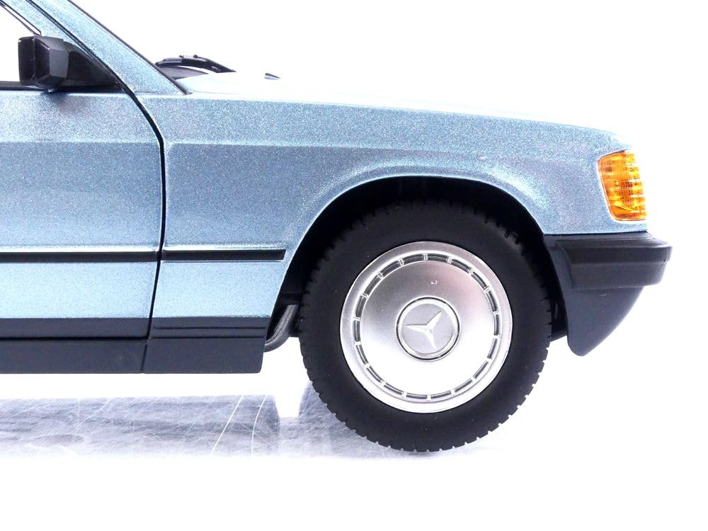 Norev Scale 190E 1984 Light Blue Metallic Diecast Model Car 1/18 Mercedes-Benz (W201) (183828)