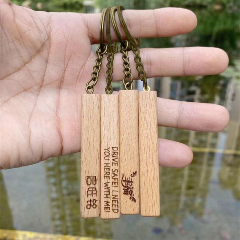 Wood Engraving Blanks Rectangle Blank Wood Key Chain Wood Blanks Keychains DIY Gifts Engrave Crafts for Keychains