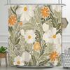 ~O~1pc Vintage Floral Shower Curtain - Water-Resistant Polyester, 12 Hooks, 71x71", Machine Washable, All-Season Pastoral Theme