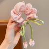 Cute Tulip Flower Large Intestine Scrunchie For Girls Sweet Hair Ornament Headband Hair Band Hair Tie Hair Accessories