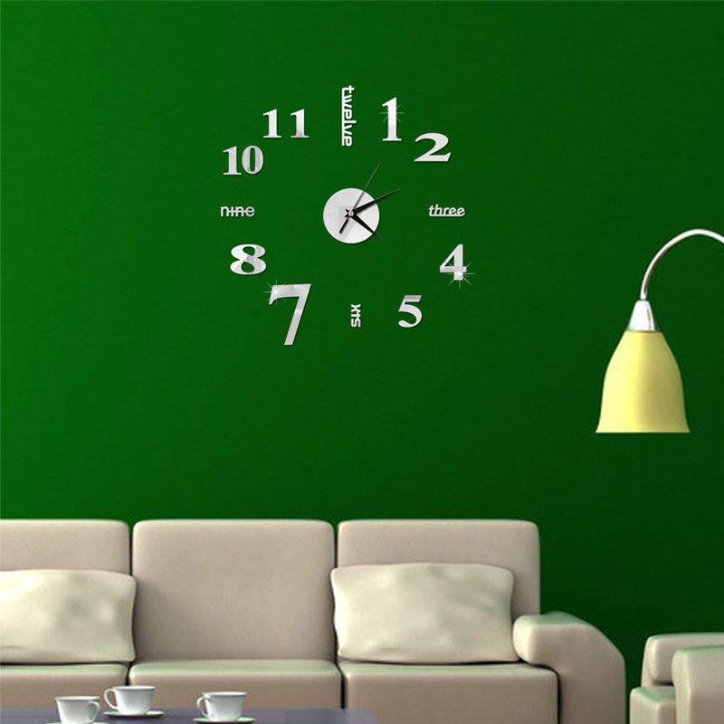 Modern Diy Analog 3d Mirror Surface Number Wall Clock Sticker For Home Decor