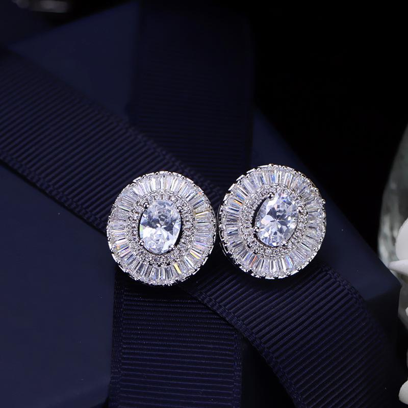 High-End Temperament Ladder Square Zircon Ear Jewelry, Quality Assurance, Anti-Allergic