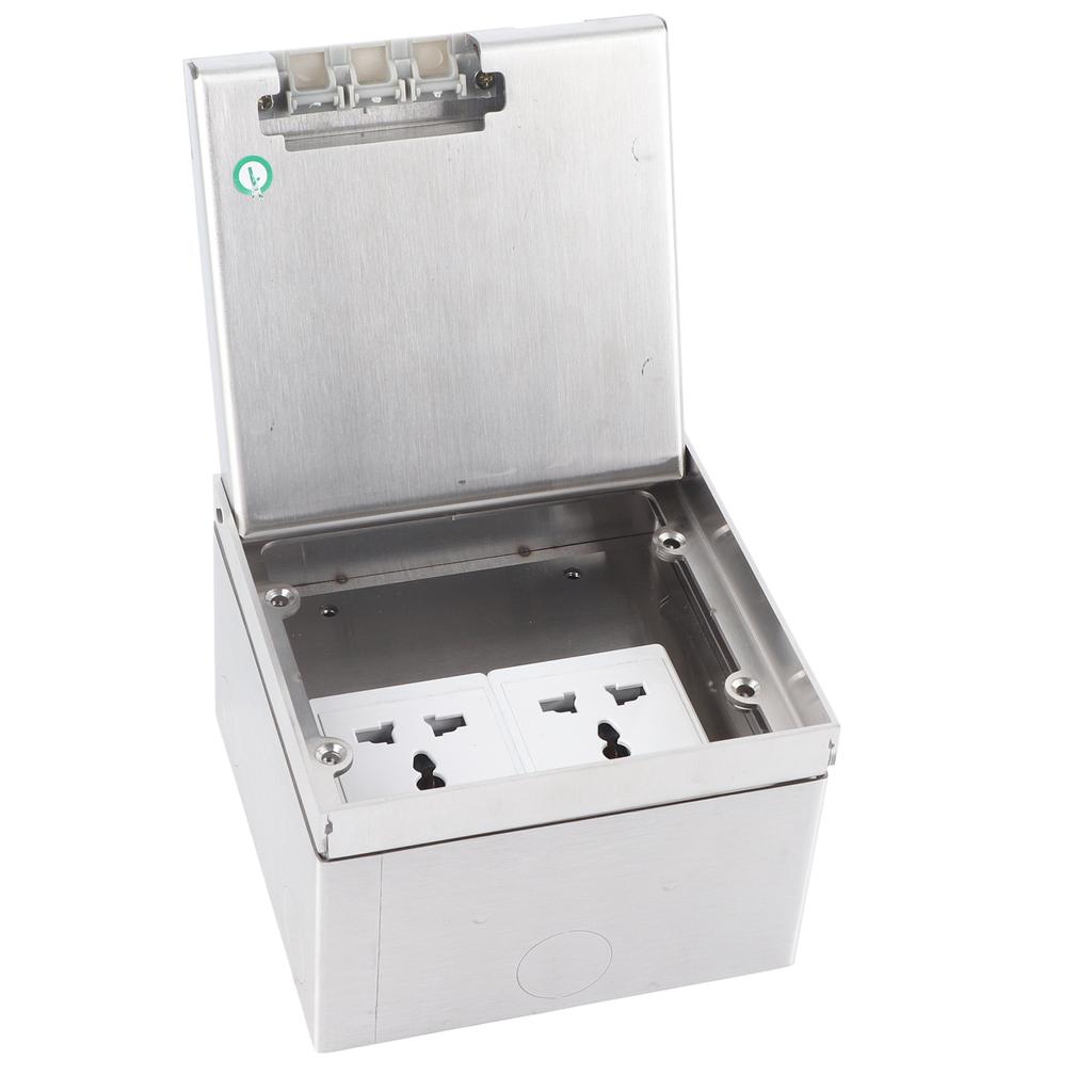 Embedded Socket Box Stainless Steel Dual Outlets Universal Desktop Floor Power Socket AC250V 4000W