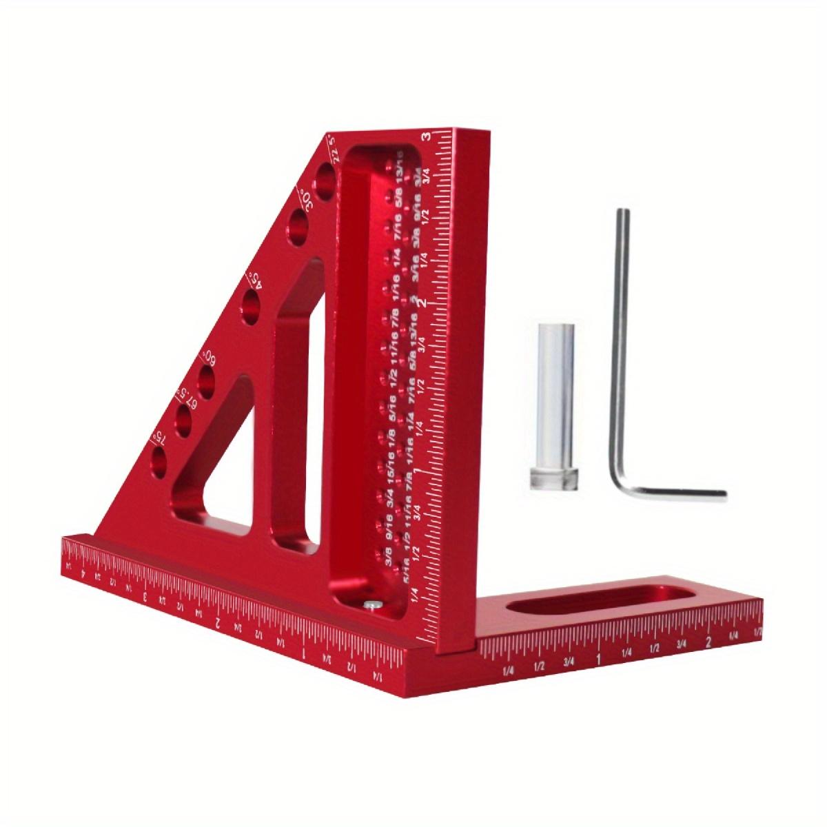 3D Многоугольная измерительная линейка, 45/90 градусов алюминиевый деревообрабатывающий квадратный угломер, Митроугольная треугольная линейка разметочный измерительный инструмент красный