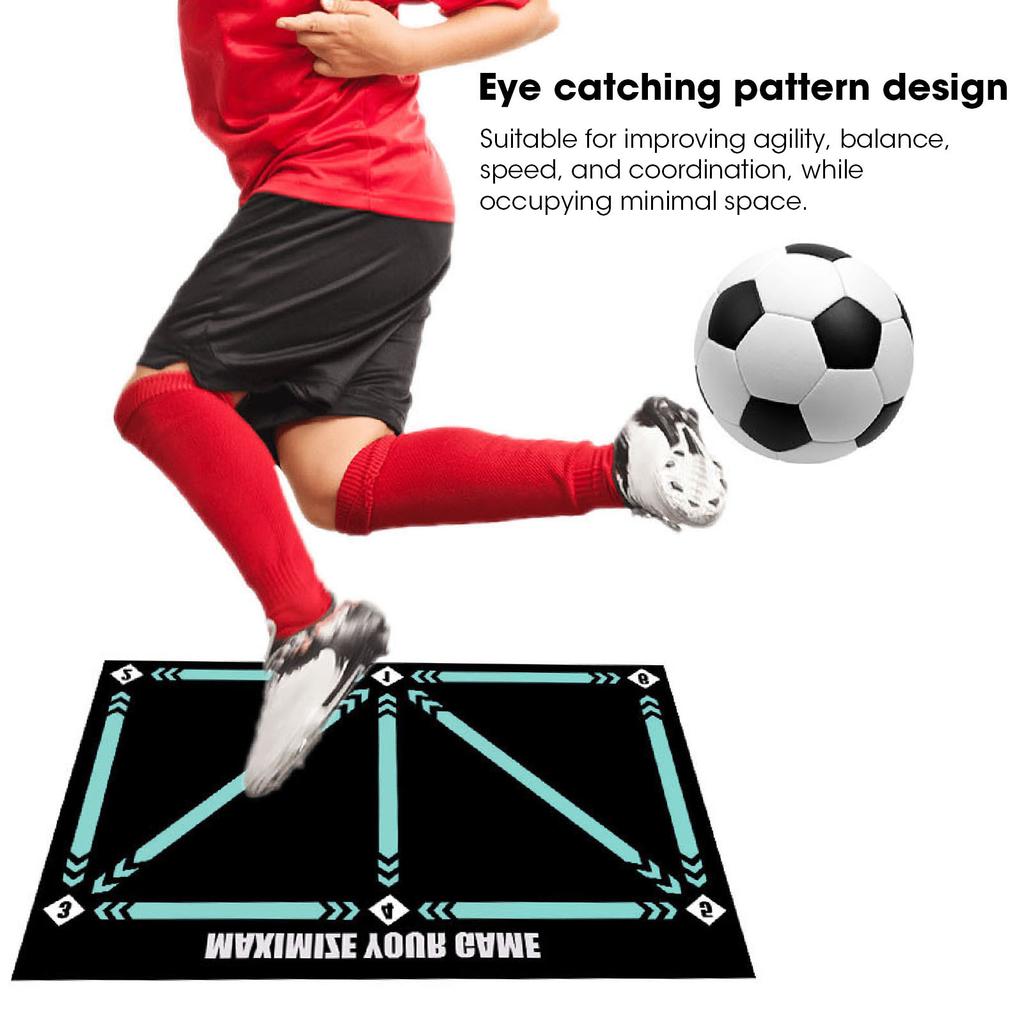 Soccer Train Mat Rubber Non Slip Backward Dribbling Training Agility Footstep Training Mat for Indoor Outdoor 90x60cm