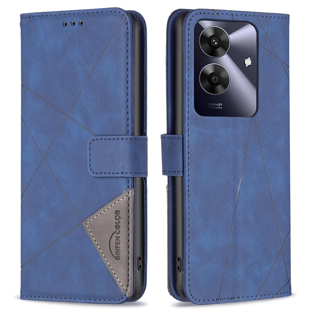 BINFEN COLOR For Realme Note 60/C61 4G Phone Cases Wallet Stand Geometry Imprinted Leather Cover