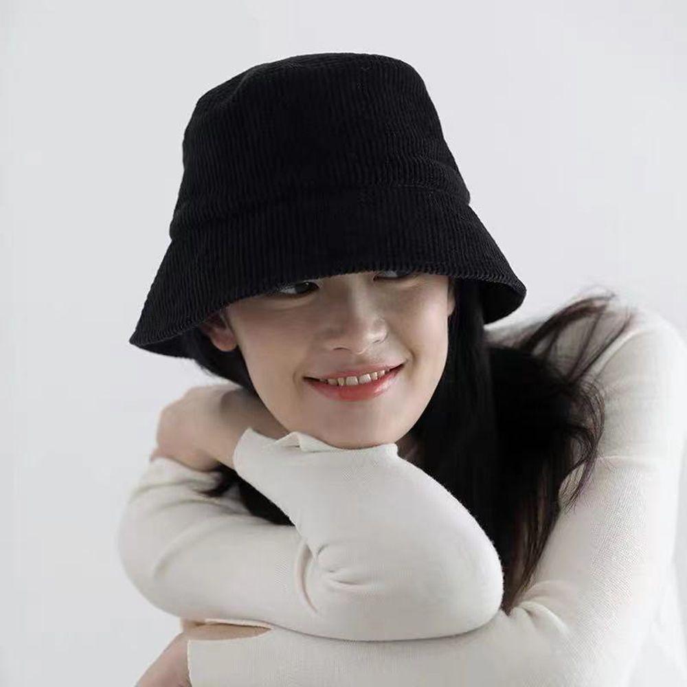Japanese Simple Soft Fashion Outdoor Unisex Sun Hats Women Hat Autumn Winter Corduroy Bucket Hat
