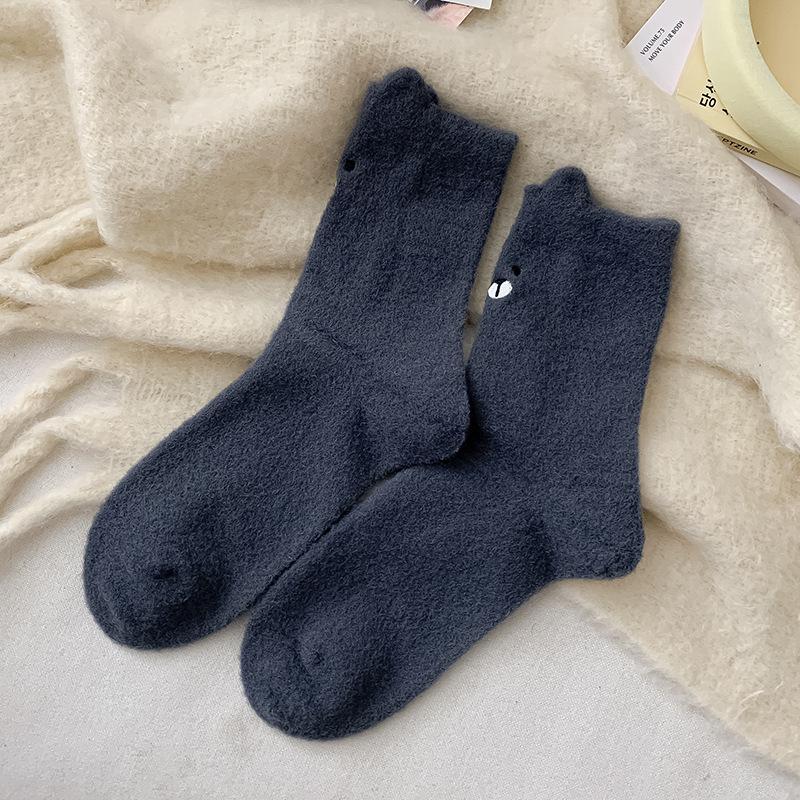 Cute Three-Dimensional Ears Season Australian Velvet Warm Mid-Leg Socks Winter Style Fleece Snow Stockings
