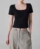 MUSINSA STANDARD WOMAN Women'S Slim Square Neck T-Shirt [Black]