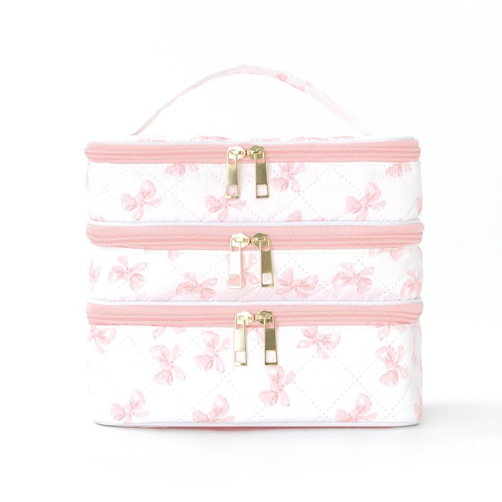Borsa da Trucco a Tre Strati Transfrontaliera: Borsa da Viaggio Ampia, Alta e Portatile per Cosmetici di Alto Valore