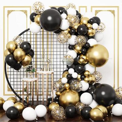 133pcs Chrome Silver Black Gold Balloons Arch Kit Black Balloon Garland Wedding Birthday Christmas Party Decor Kids Baby Shower  Decorations