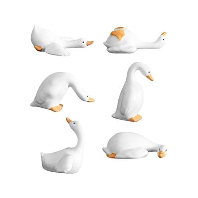Pack Of 6 Whimsical Duck Geese  Statues Home Office Decoration With Detailed Carving For  Displays