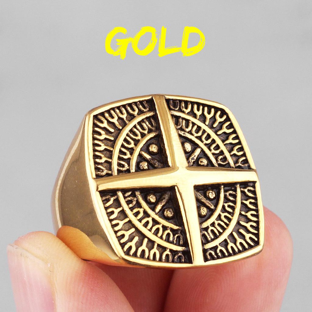 Nordic Navigational Compass Stainless Steel Mens Rings Hyperbole for Male Boyfriend Biker Jewelry Creativity Gift